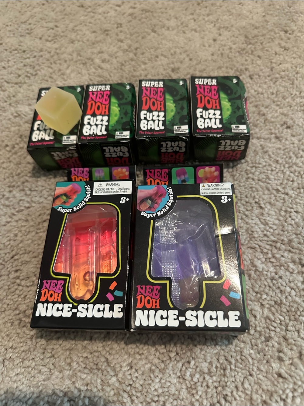 6 Squishy Fidget Toys- Pink Purple & Green